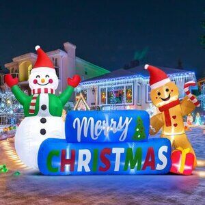⚡9FT Christmas Inflatable Merry Xmas Snowman LED Yard Outdoor Decoration